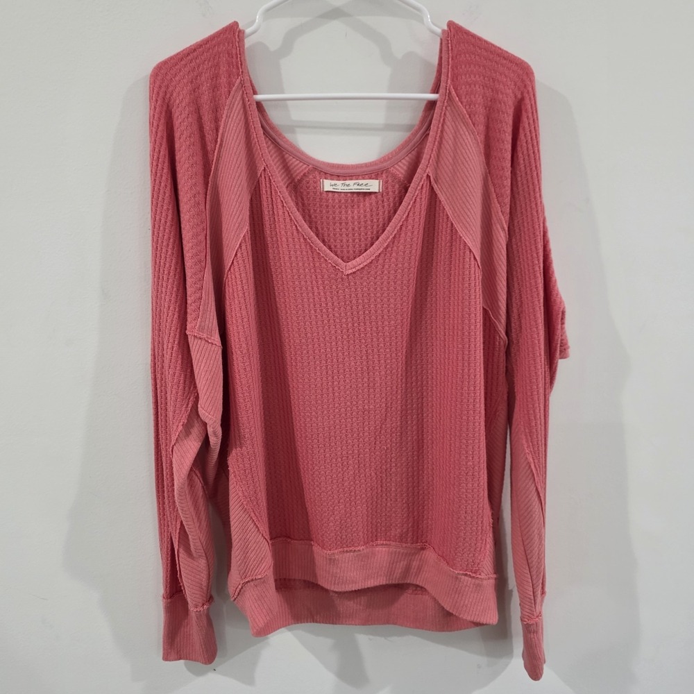 Free People Womens Santa Clara Thermal Top Size Small Oversized Slouchy Beach - Picture 1 of 9